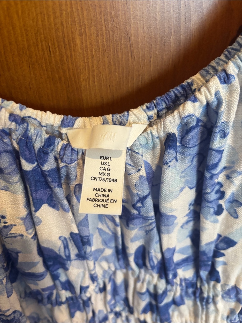 H&M White and Blue Floral Long Sleeve Midi Dress - Picture 3 of 6